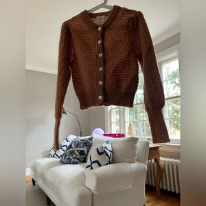 Wilfred cardigan in camel in a size S